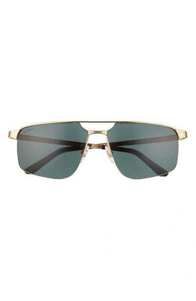 Cartier Men's Santos Evolution 60mm Platinum-plated Navigator Sunglasses In Gold