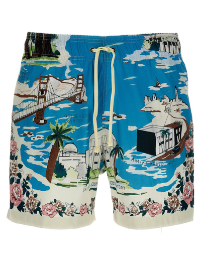Amiri Straight-leg Mid-length Printed Swim Shorts In Multicolour