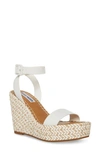 Steve Madden Women's Upstage Square Toe Rope Wrapped Wedge Heel Platform Sandals In White