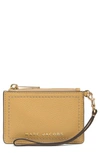 Marc Jacobs Top Zip Leather Wristlet In Iced Coffee