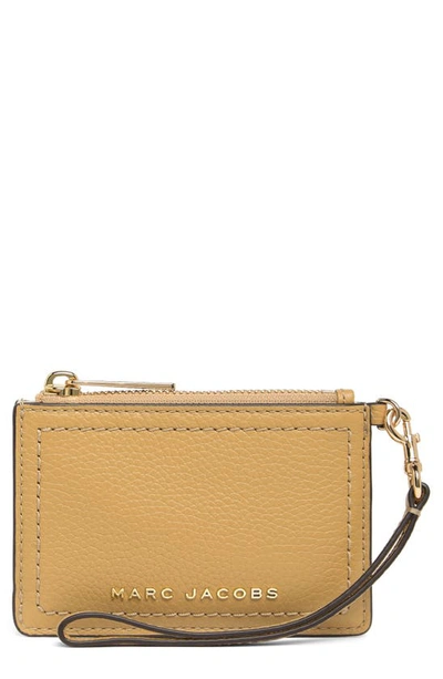 Marc Jacobs Top Zip Leather Wristlet In Iced Coffee