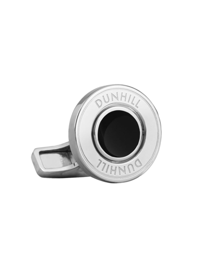 Dunhill Gyro Rhodium-plated And Enamel Cufflinks In Silver