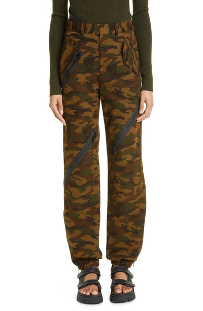 Monse Zip Detail Camo Print Cotton Twill Cargo Trousers