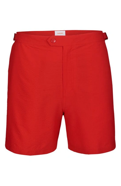 Swims Men's Paloma Seersucker Swim Shorts In Red