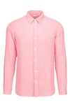 Swims Amalfi Linen Regular Fit Button Down Shirt In Pink
