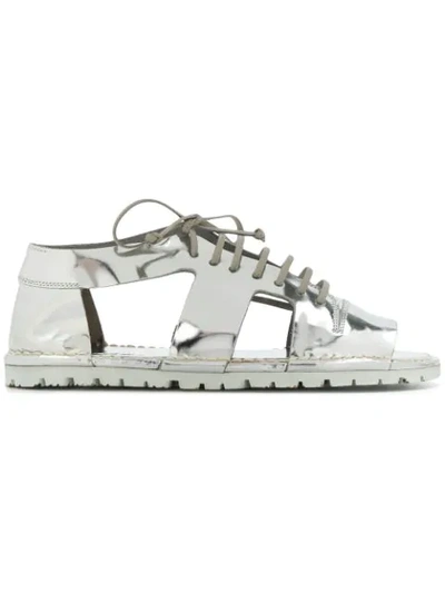 Marsèll Cut Out Lace-up Shoes In Metallic