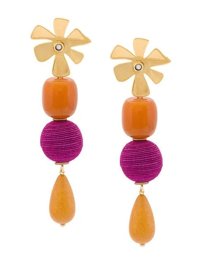 Lizzie Fortunato Multicolor Hanging Drop Earrings In Brown