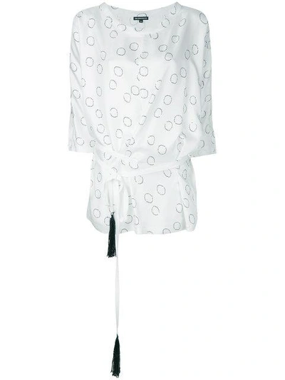 Ann Demeulemeester Circle Print Asymmetrical Blouse - White