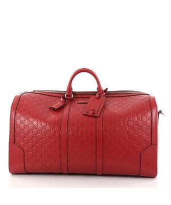 Gucci Pre-owned: Signature Convertible Duffle Bag Ssima Leather Large In Red | ModeSens