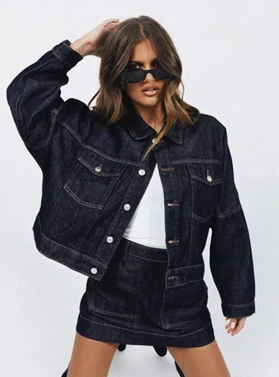 Princess Polly Hughes Jacket Dark Wash In Denim