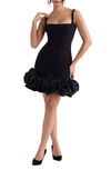 House Of Cb Lilou Ruffle Square Neck Minidress In Black