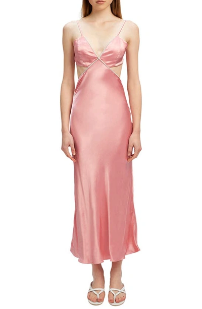 Bardot Rome Diamante Trim Satin Slipdress In Blush Pink