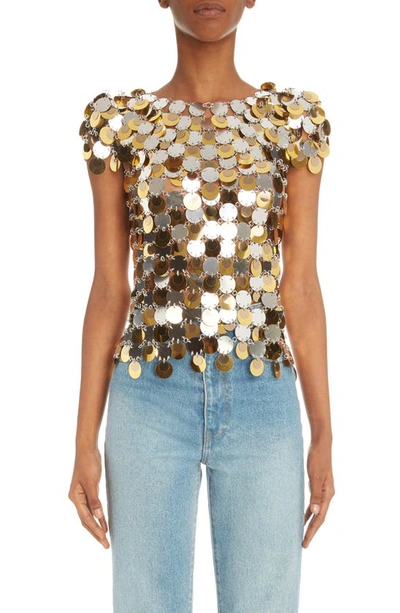 Rabanne Paillette Top In Silver/ Gold
