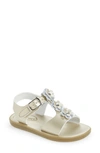 Footmates Kids' Jasmine Metallic Flower Waterproof Sandal In Soft Gold Micro