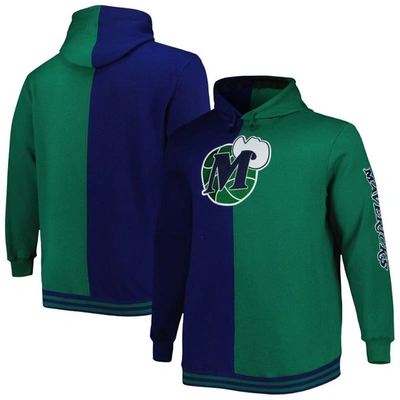 Mitchell & Ness Men's  Navy, Green Dallas Mavericks Big And Tall Hardwood Classics Split Pullover Hoo In Navy,green