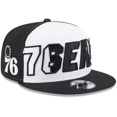 New Era Men's  White And Black Philadelphia 76ers Back Half 9fifty Snapback Hat In White,black