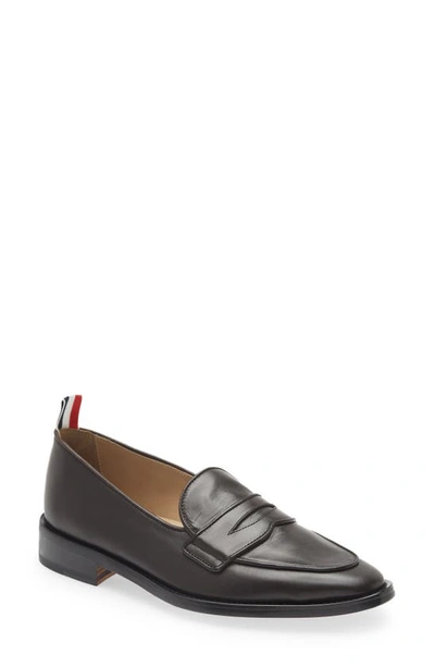 Thom Browne Varsity Penny Loafer In Dark Brown