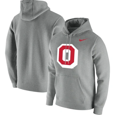 Nike Heathered Gray Ohio State Buckeyes Vintage School Logo Pullover Hoodie