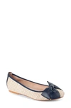 Patricia Green St. Tropez Bow Raffia Flat In Navy