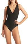 Sea Level Panel Line Multifit One-piece Swimsuit In Black