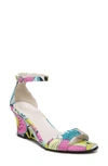 Naturalizer Vera Ankle Strap Wedge Sandal In Pink Floral Fabric