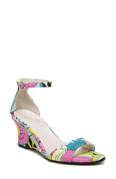 Naturalizer Vera Ankle Strap Wedge Sandal In Pink Floral Fabric