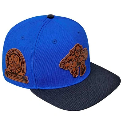 Pro Standard Men's  Royal, Black Philadelphia 76ers Heritage Leather Patch Snapback Hat In Royal,black