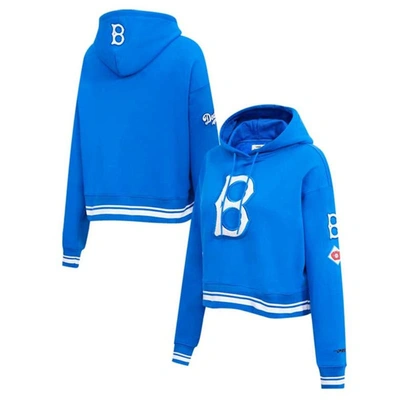 Pro Standard Royal Brooklyn Dodgers Cooperstown Collection Retro Classic Cropped Pullover Hoodie