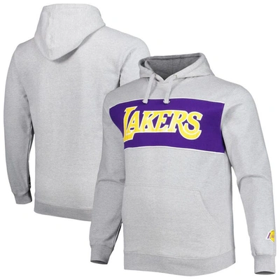 Fanatics Branded Heather Gray Los Angeles Lakers Big & Tall Wordmark Pullover Hoodie