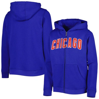Outerstuff Kids' Youth Royal Chicago Cubs Wordmark Full-zip Fleece Hoodie