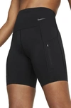 Nike Dri-fit Firm Support High Waist Biker Shorts In Black/ Black