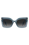 Marc Jacobs 53mm Gradient Polarized Square Sunglasses In Blue/ Grey Shaded