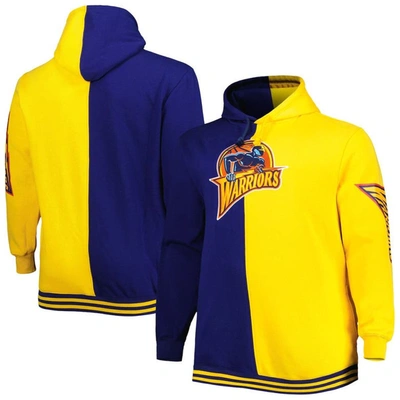Mitchell & Ness Men's  Navy, Gold Golden State Warriors Big And Tall Hardwood Classics Split Pullover In Navy,gold