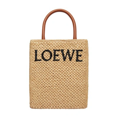 Loewe Logo Tote Bag In Natural Black