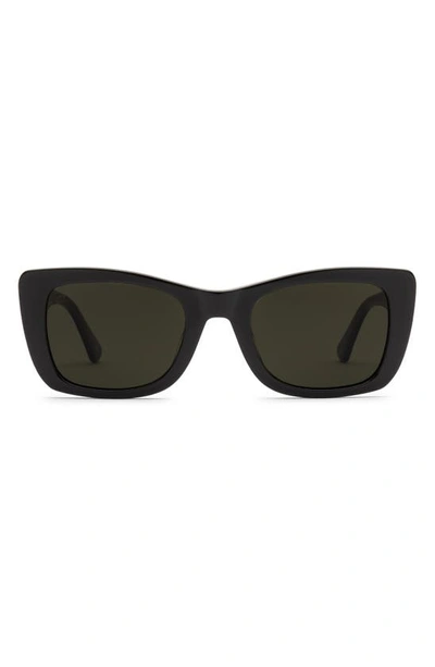 Electric Portofino 52mm Rectangular Sunglasses In Gloss Black/ Grey Polar