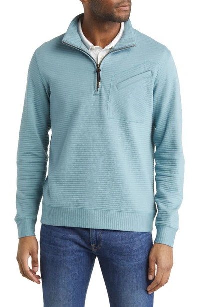 Billy Reid Double Knit Half-zip Pullover In Blue