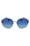 Lanvin Mother & Child 62mm Oversize Rectangular Sunglasses In Gold/ Gradient Blue
