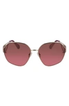Lanvin Mother & Child 62mm Oversize Rectangular Sunglasses In Gold/ Gradient Cherry