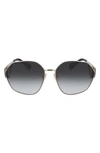 Lanvin Mother & Child 62mm Oversize Rectangular Sunglasses In Gold/ Gradient Khaki