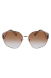 Lanvin Mother & Child 62mm Oversize Rectangular Sunglasses In Gold/ Gradient Caramel