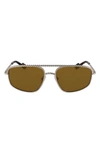 Lanvin 58mm Navigator Sunglasses In Gold/ Khaki