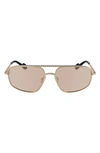 Lanvin 58mm Navigator Sunglasses In Gold/ Gold Mirror