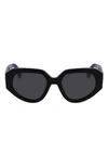 Lanvin 53mm Modified Rectangular Sunglasses In Black