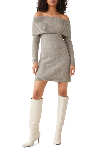& Other Stories La Gigi Off The Shoulder Long Sleeve Wool Blend Sweater Minidress In Beige Melange