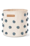 Pehr Pompom Canvas Bin In Deep Sea Blue