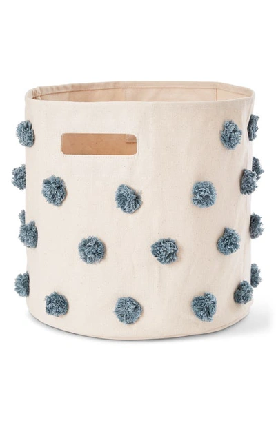 Pehr Pompom Canvas Bin In Deep Sea Blue
