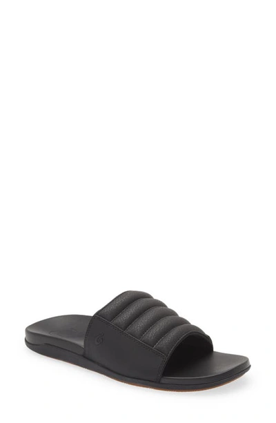 Olukai Maha Olu Slide Sandal In Black