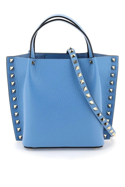 Valentino Garavani Rockstud Small Handle Bag In Light Blue