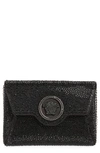 Versace La Medusa Crystal Encrusted Wallet On A Chain In Black/ Ruthenium