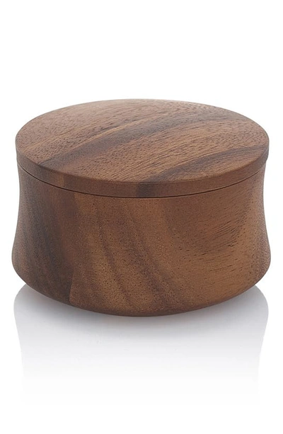 Nambe Nara Acacia Wood Salt Cellar In Brown